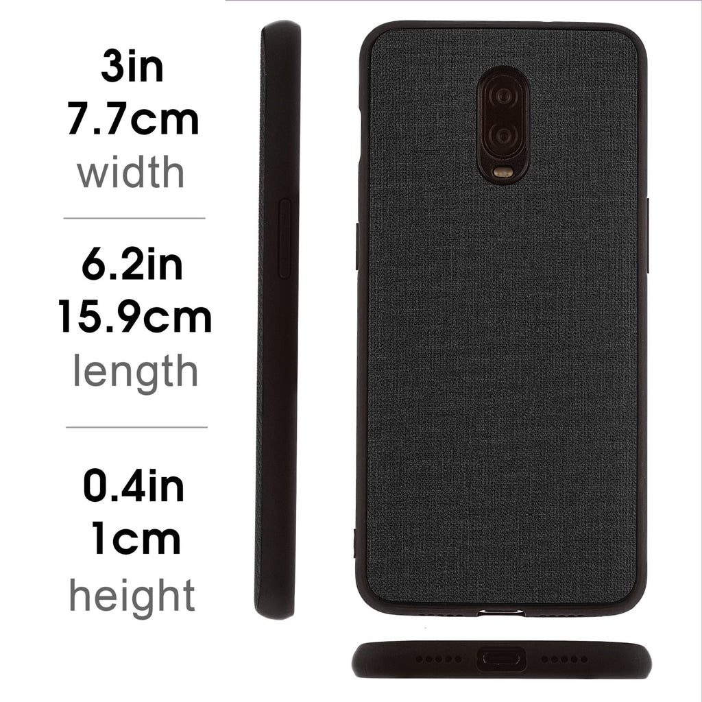 Lilware Canvas Rubberized Texture Plastic Phone Case for OnePlus 6T. Black