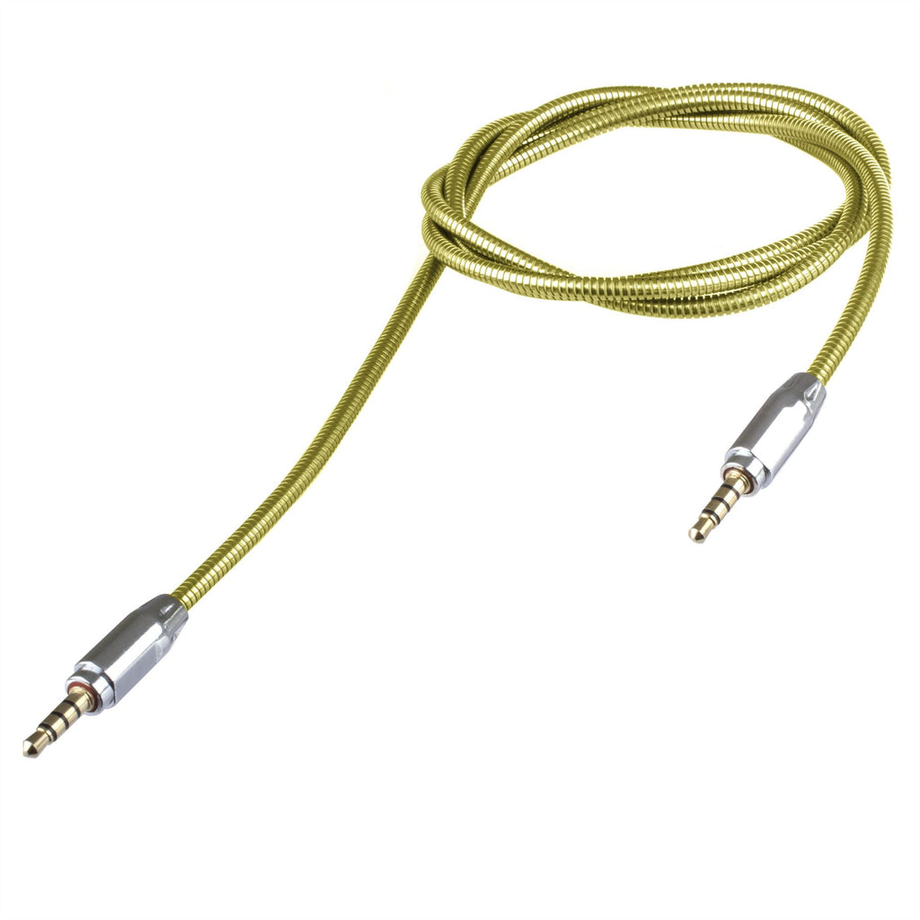 Lilware Metallic 35In (90 cm) Aux Audio Cable 3.5mm Jack Male to Male Cord For Multimedia Devices - Gold