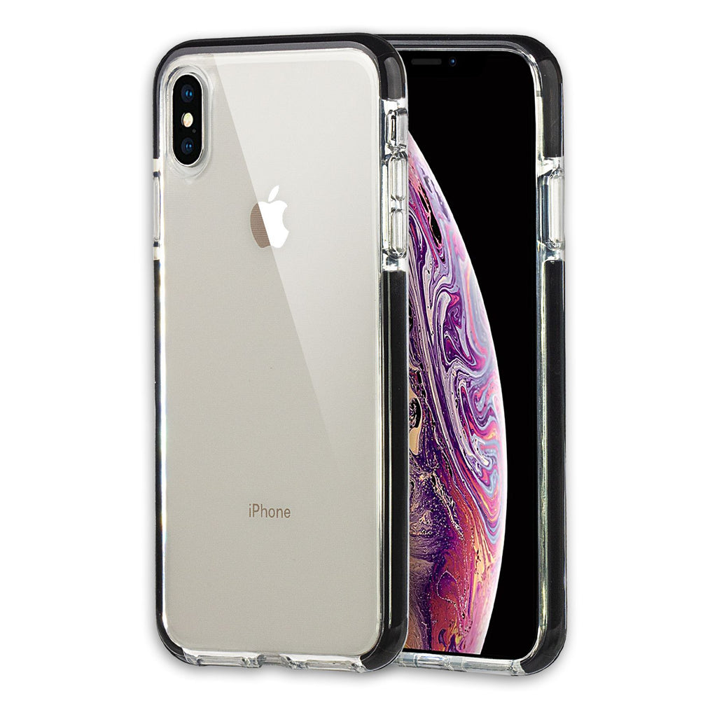 Xcessor Clear Hybrid TPU Phone Case for Apple iPhone XS Max. With Shock Absorbing Inner Rubber Layer on the Edges. Clear / Black