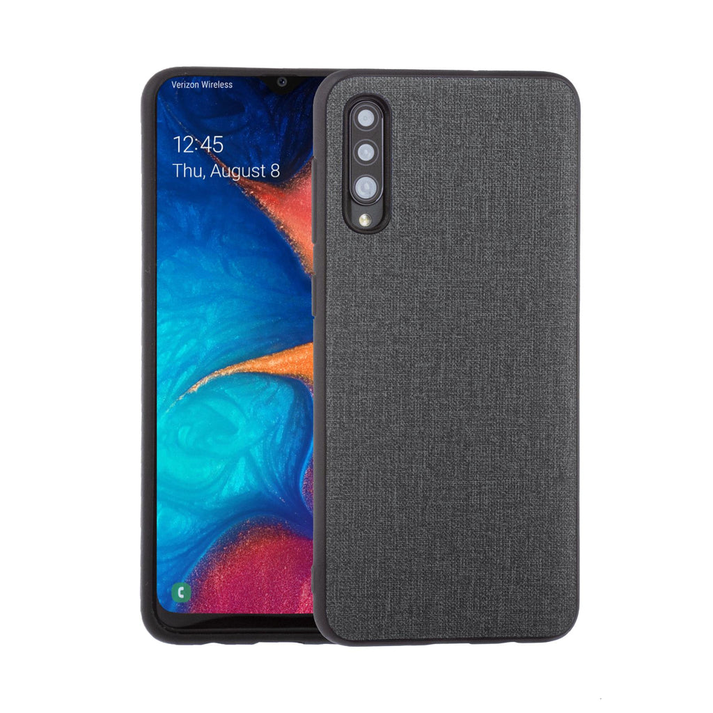 Lilware Canvas Rubberized Texture Plastic Phone Case for Samsung Galaxy A50/A50S. Dark Grey