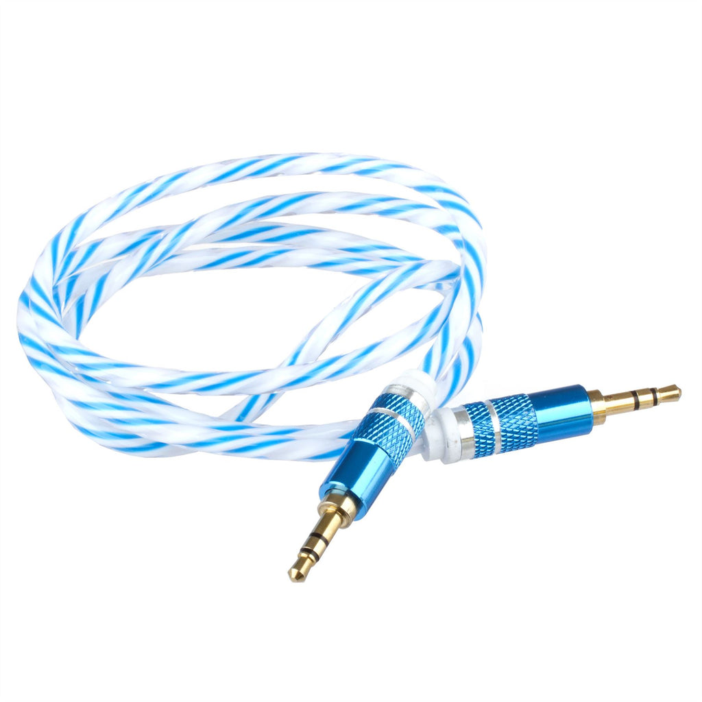 Lilware Braided Woven Fabric Transparent PVC Jacket 0.9M Aux Audio Cable 3.5mm Jack Male to Male Cord For Multimedia Devices - Blue