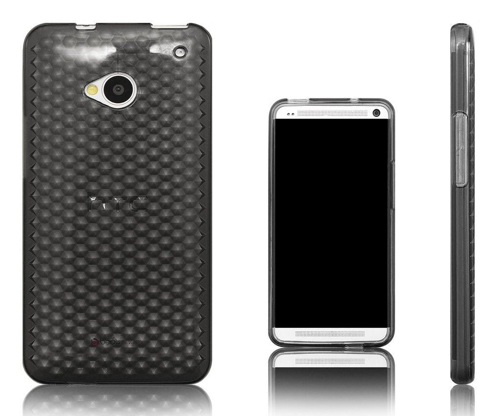 Xcessor Diamond - Flexible TPU Gel Case For HTC One (M7). Grey / Transparent