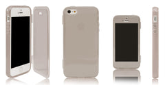 Xcessor Flip Open TPU Gel Case For Apple iPhone 5 and 5S. Back and Front Protection. Grey / Transparent