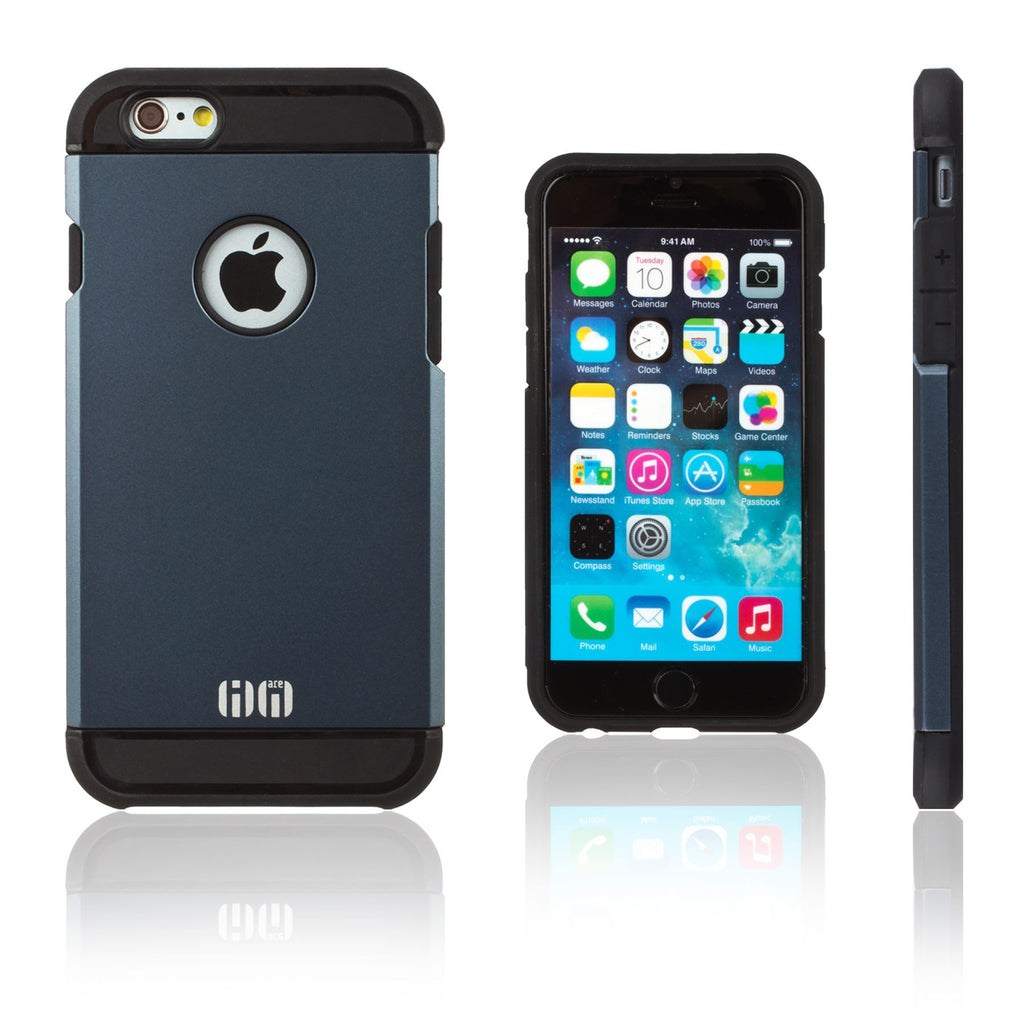 Lilware Angular Armor Hard Plastic Rugged Case Dual Layer Cover for Apple iPhone 6  6S. Dark Silver / Black