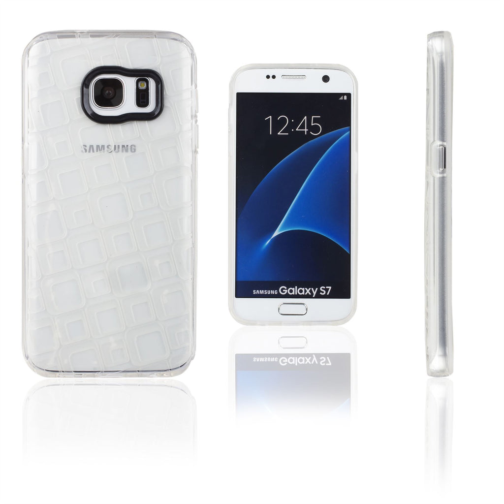 Xcessor Tetragon Bubbles Glossy Flexible TPU case for Samsung Galaxy S7 SM-G930. Transparent