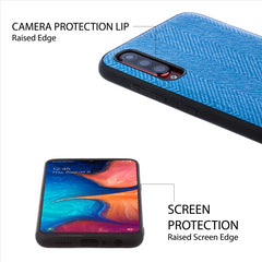 Lilware Canvas Z Handyhülle aus gummiertem Kunststoff mit Textur für Samsung Galaxy A70/A70S. Blau
