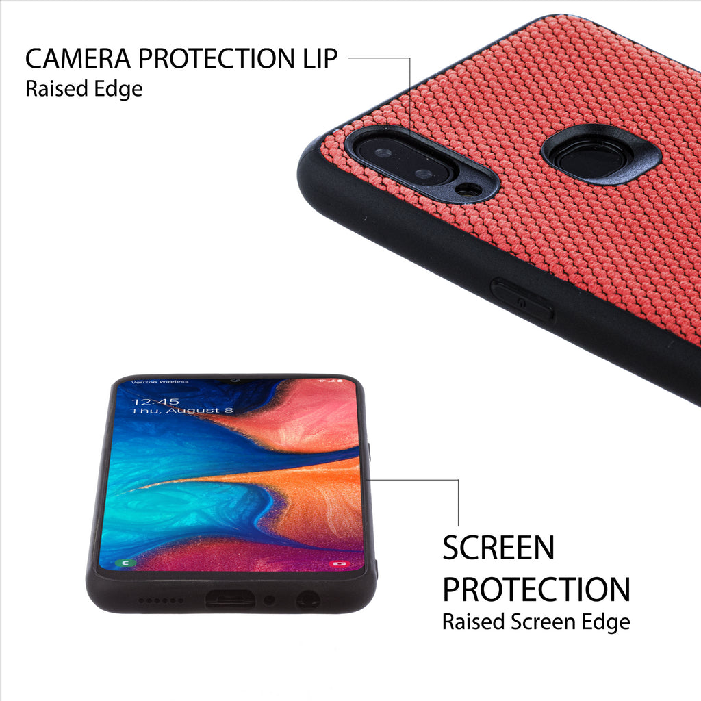 Lilware Canvas X Fabric Texture Plastic Phone Case for Samsung Galaxy A10S. Red