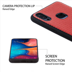 Lilware Canvas X Fabric Texture Plastic Phone Case for Samsung Galaxy A10S. Red