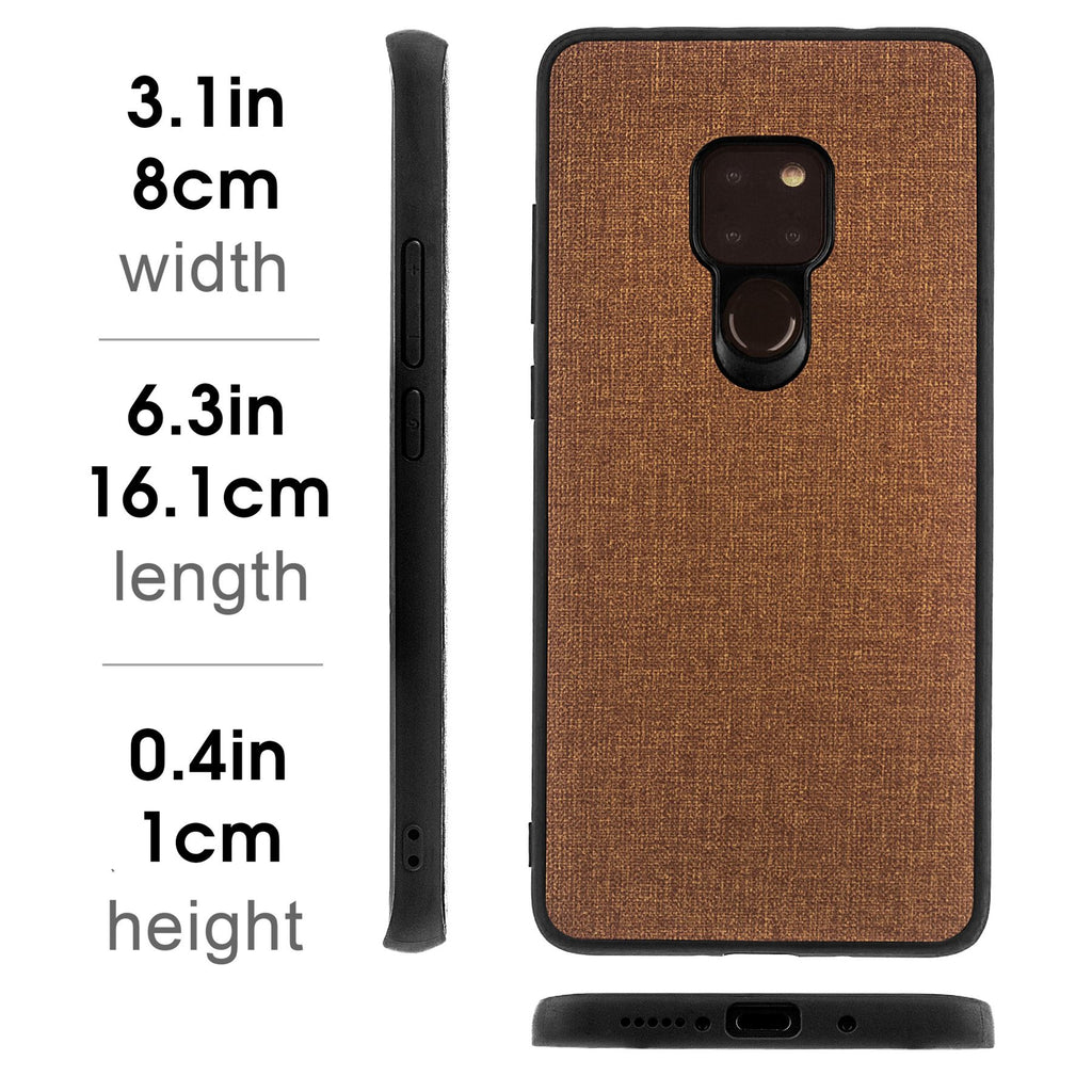 Lilware Canvas Rubberized Texture Plastic Phone Case Compatible with Huawei Mate 20. Brown