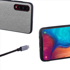 Lilware Canvas Z Handyhülle aus gummiertem Kunststoff mit Textur für Samsung Galaxy A70/A70S. Dunkelgrau