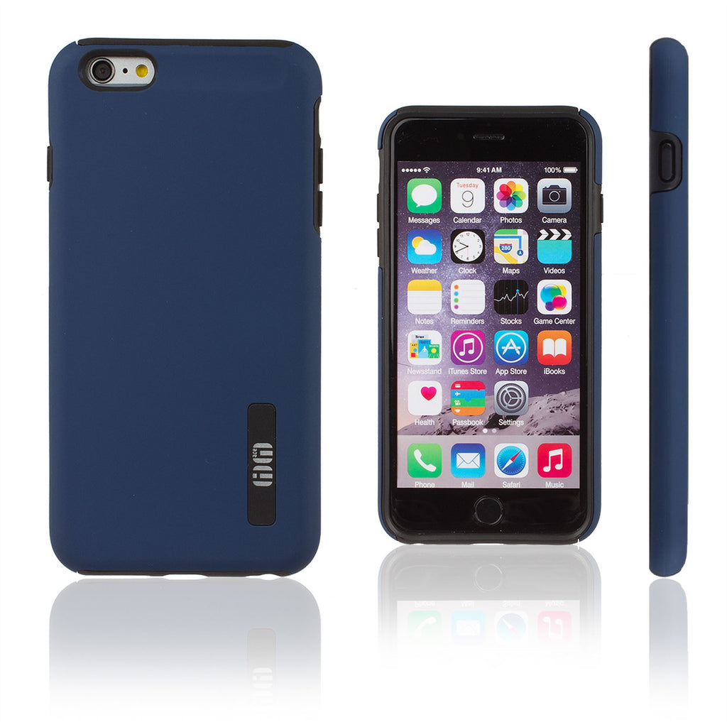 Lilware Smooth Armor Hard Plastic Case for Apple iPhone 6 Plus and 6S Plus. Rugged Dual Layer Protective Cover. Black / Dark Blue