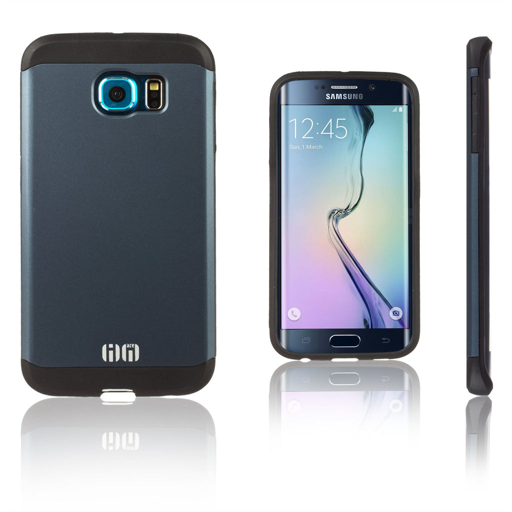 Lilware Armor Hard Plastic Rugged Case Dual Layer Cover for Samsung Galaxy S6 edge SM-G925F. Dark Silver / Black