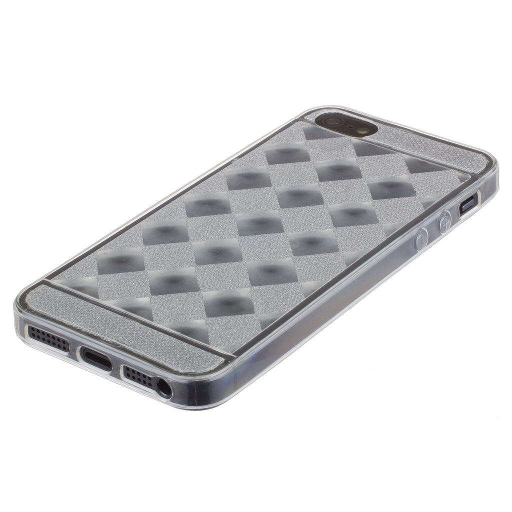 Xcessor Checkered Diamond Glossy Flexible TPU case for Apple iPhone SE / 5 / 5S. Transparent