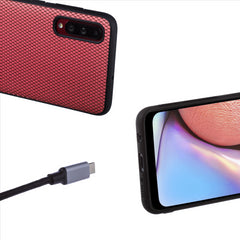 Lilware Canvas X Stofftextur Kunststoff-Telefonhülle für Samsung Galaxy A70/A70S. Rot