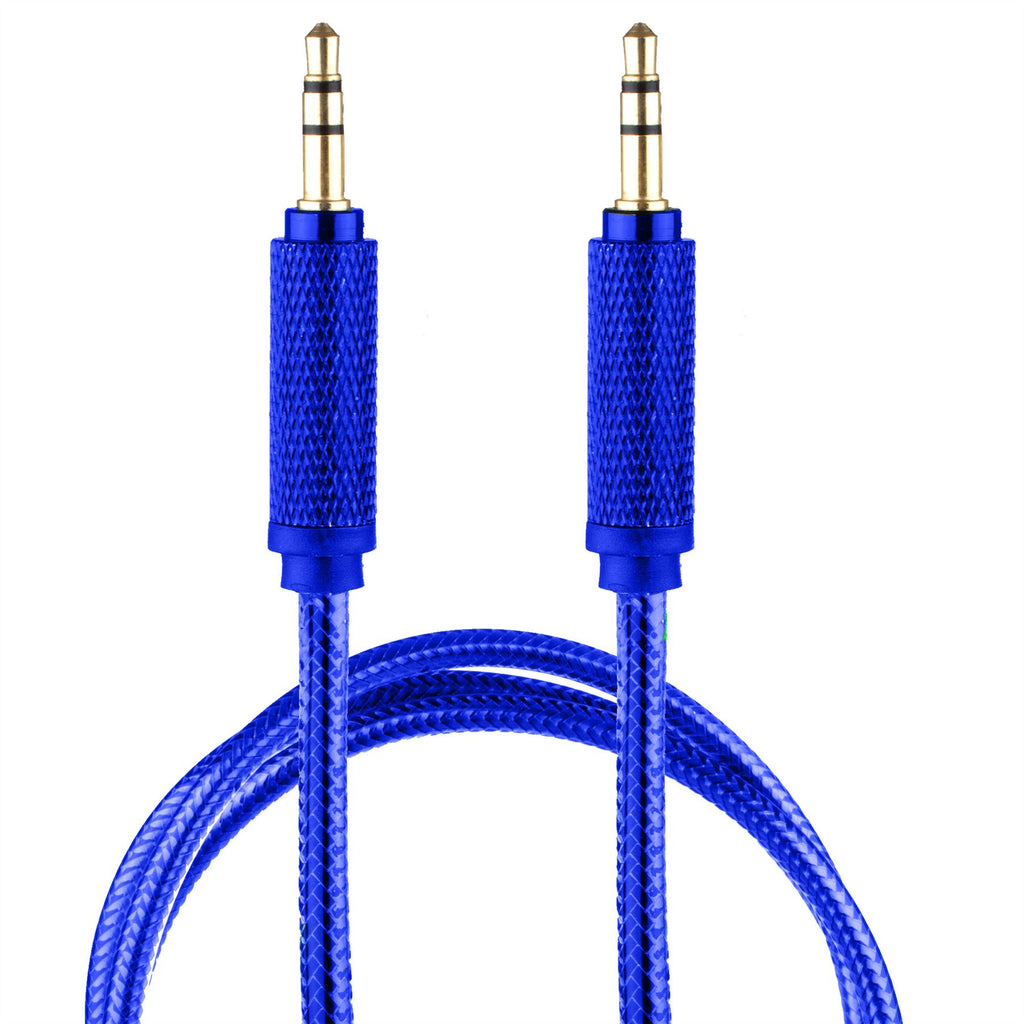 Lilware Braided Nylon Transparent PVC Jacket 1M Aux Audio Cable 3.5mm Jack Male to Male Cord For Multimedia Devices - Blue