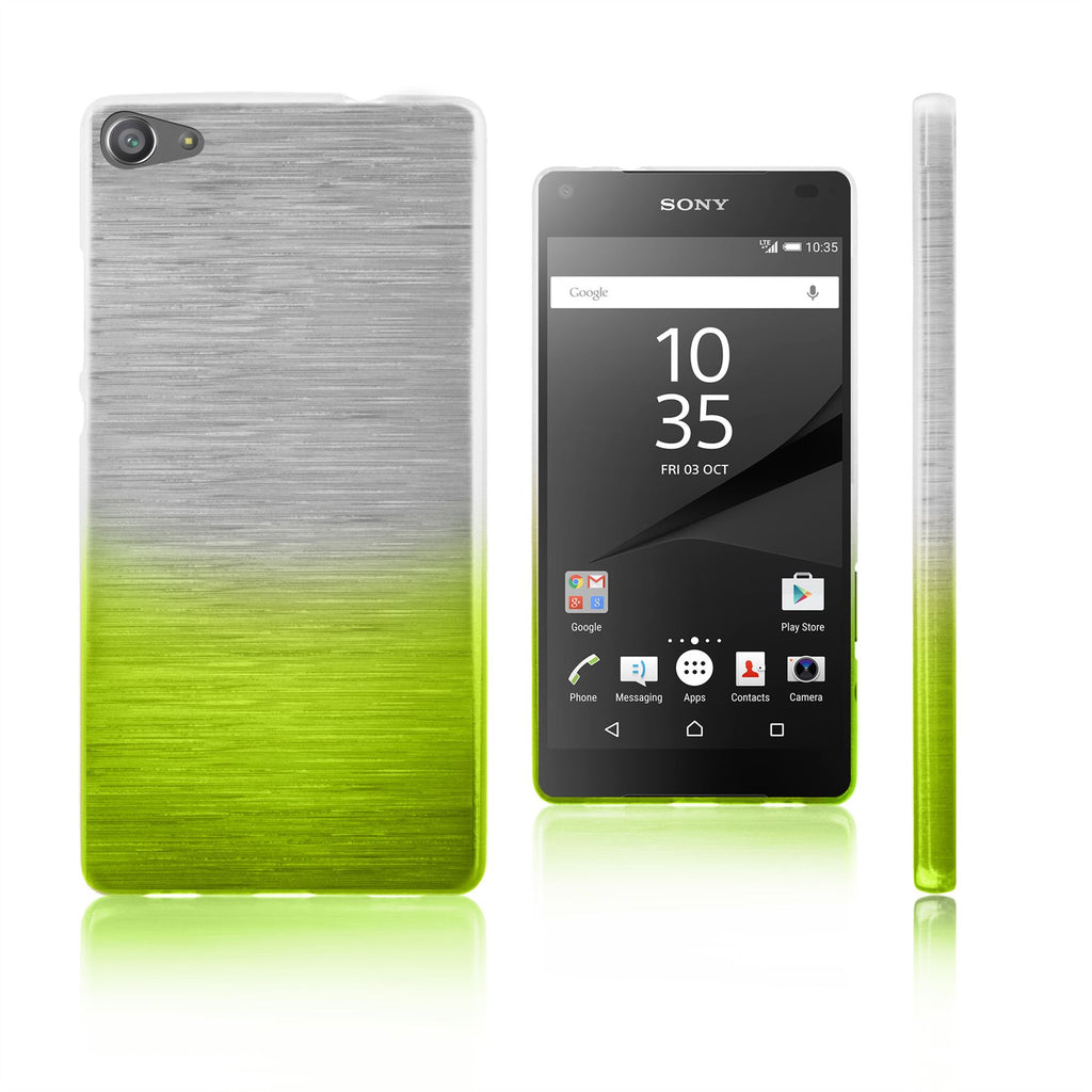 Xcessor Transition Color Flexible TPU-Hülle für Sony Xperia Z5 Compact. Mit Farbverlauf-Seidenfadenstruktur. Transparent / Grün