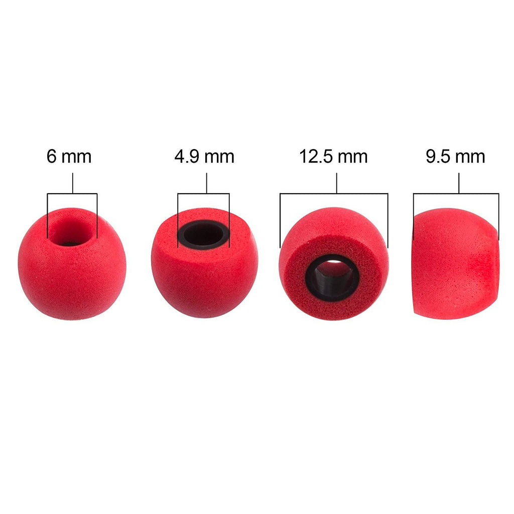 Xcessor Replacement Comfort Foam Earbuds 4 Pairs (Set of 8 Pieces) - Round FX-49 - Medium, Red