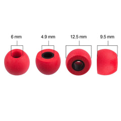 Xcessor Replacement Comfort Foam Earbuds 4 Pairs (Set of 8 Pieces) - Round FX-49 - Medium, Red