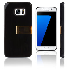 Lilware Armor Hard Plastic Case for Samsung Galaxy S7 edge. Glossy Dual Layer Protective Cover With Kickstand and Credit / Business Card Secret Slot. Black