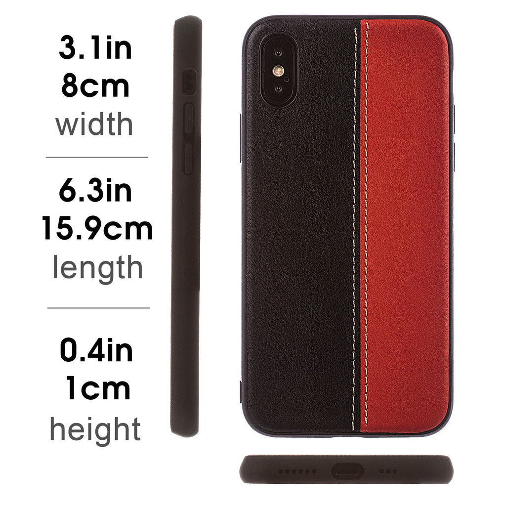 Lilware Bicolor PU Leather Phone Case for Apple iPhone XS Max. Red / Black