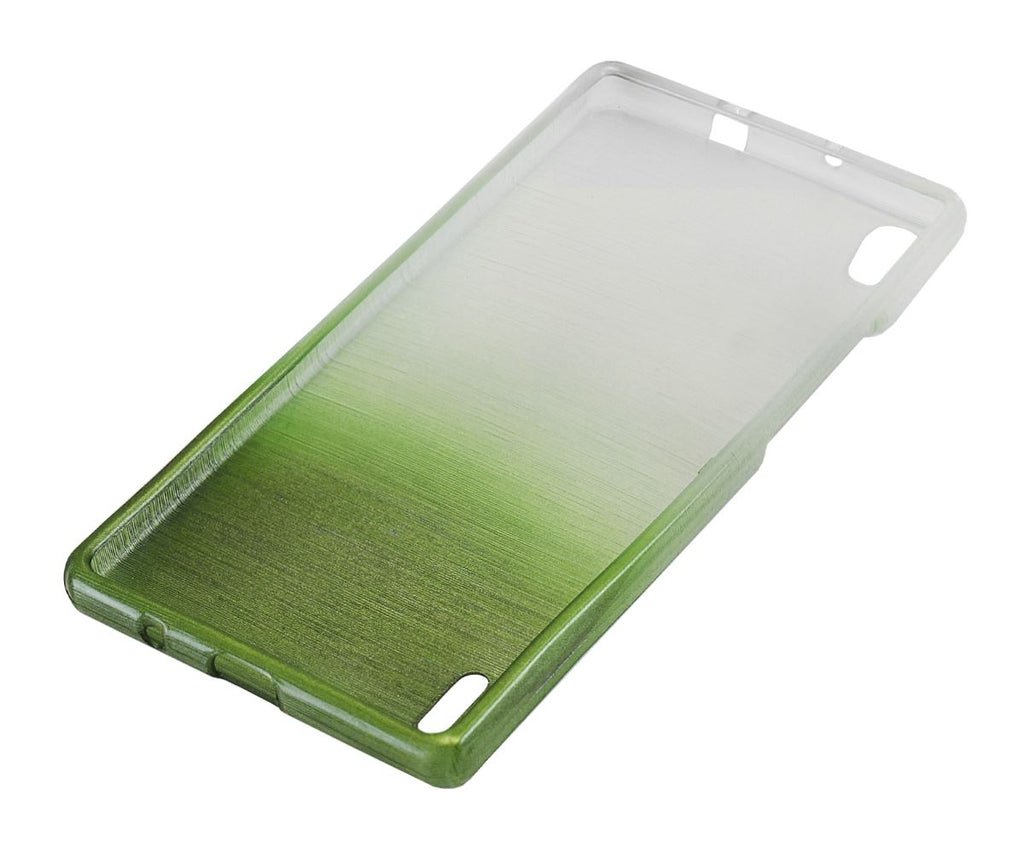 Xcessor Transition Color Flexible TPU Case for Huawei Ascend P7. With Gradient Silk Thread Texture. Transparent / Green