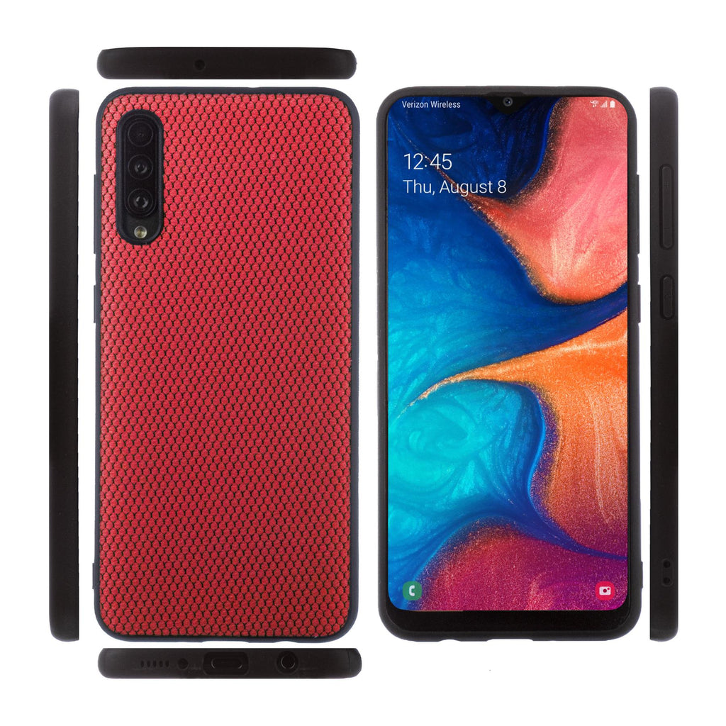 Lilware Canvas X Fabric Texture Plastic Phone Case for Samsung Galaxy A50/A50S. Red