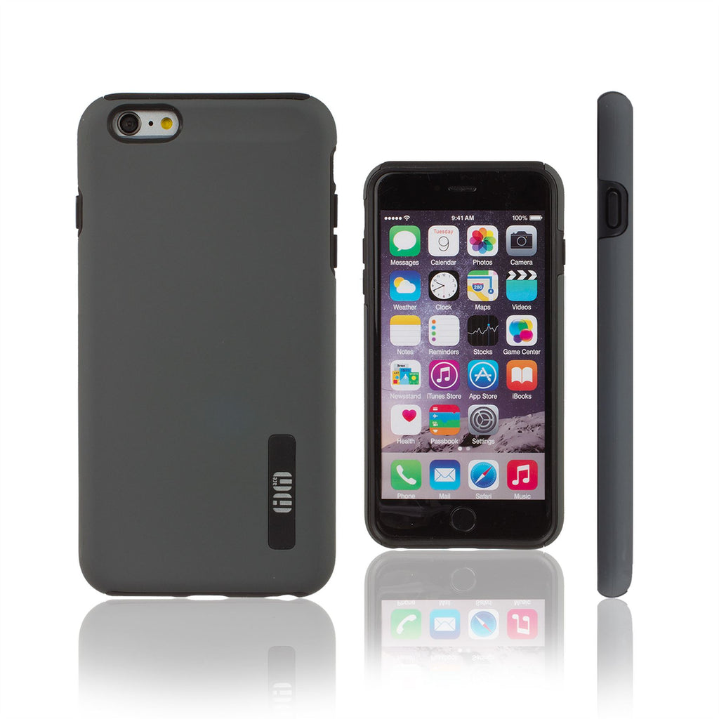 Lilware Smooth Armor Hard Plastic Case for Apple iPhone 6 Plus and 6S Plus. Rugged Dual Layer Protective Cover. Black / Grey