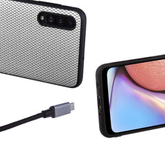 Lilware Canvas X Stofftextur Kunststoff-Telefonhülle für Samsung Galaxy A50/A50S. Hellgrau