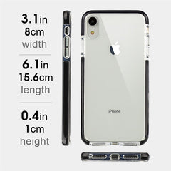 Xcessor Clear Hybrid TPU-Telefonhülle für Apple iPhone XR. Mit stoßdämpfender innerer Gummischicht an den Kanten. Klar / Schwarz