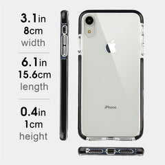 Xcessor Clear Hybrid TPU Phone Case for Apple iPhone XR. With Shock Absorbing Inner Rubber Layer on the Edges. Clear / Black