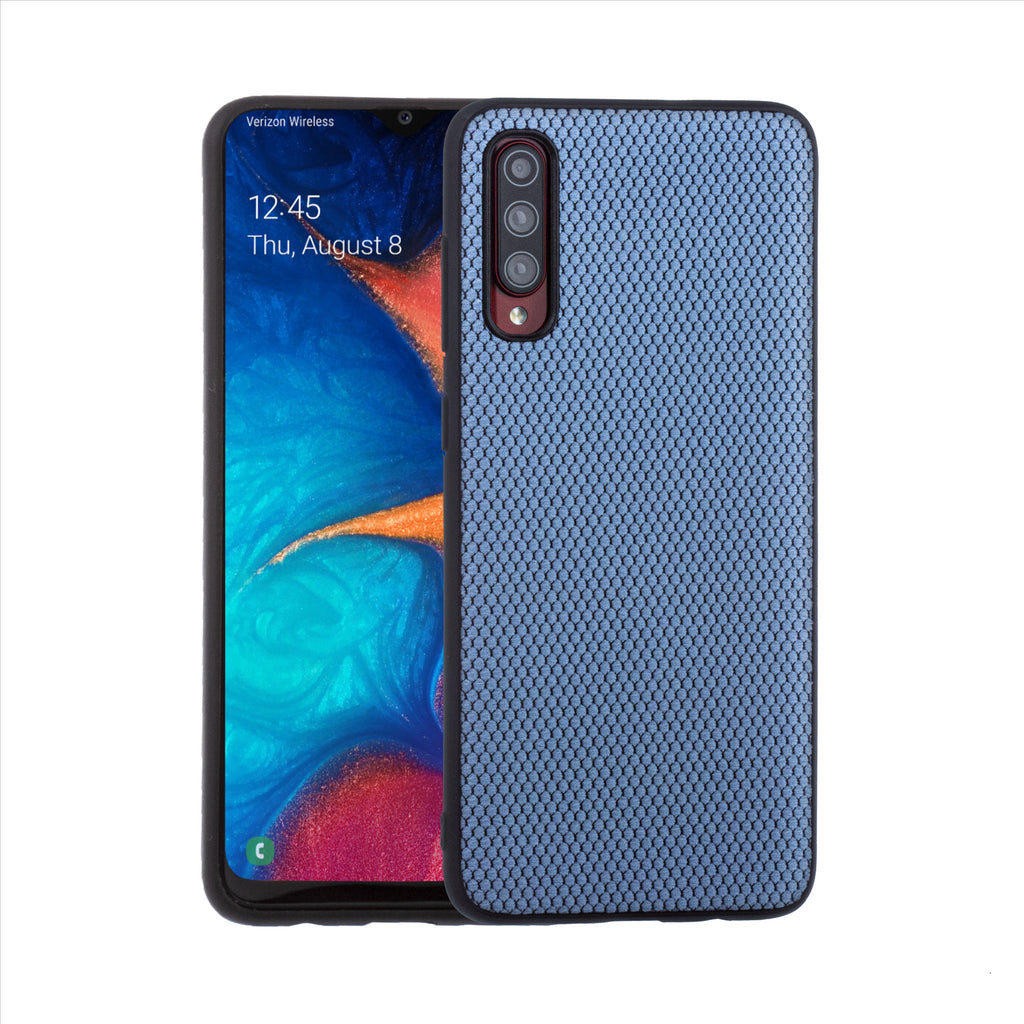 Lilware Canvas X Fabric Texture Plastic Phone Case for Samsung Galaxy A70/A70S. Blue