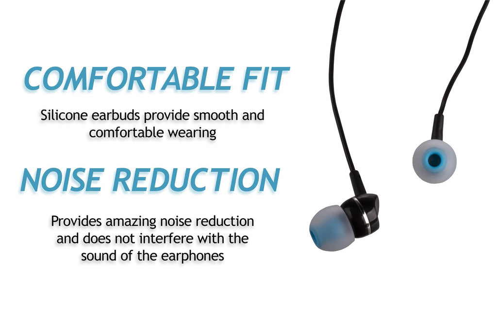 Xcessor (L) 7 Pairs (14 Pieces) of Silicone Replacement In Ear Earphone Large Size Earbuds. Bicolor. Transparent / Blue