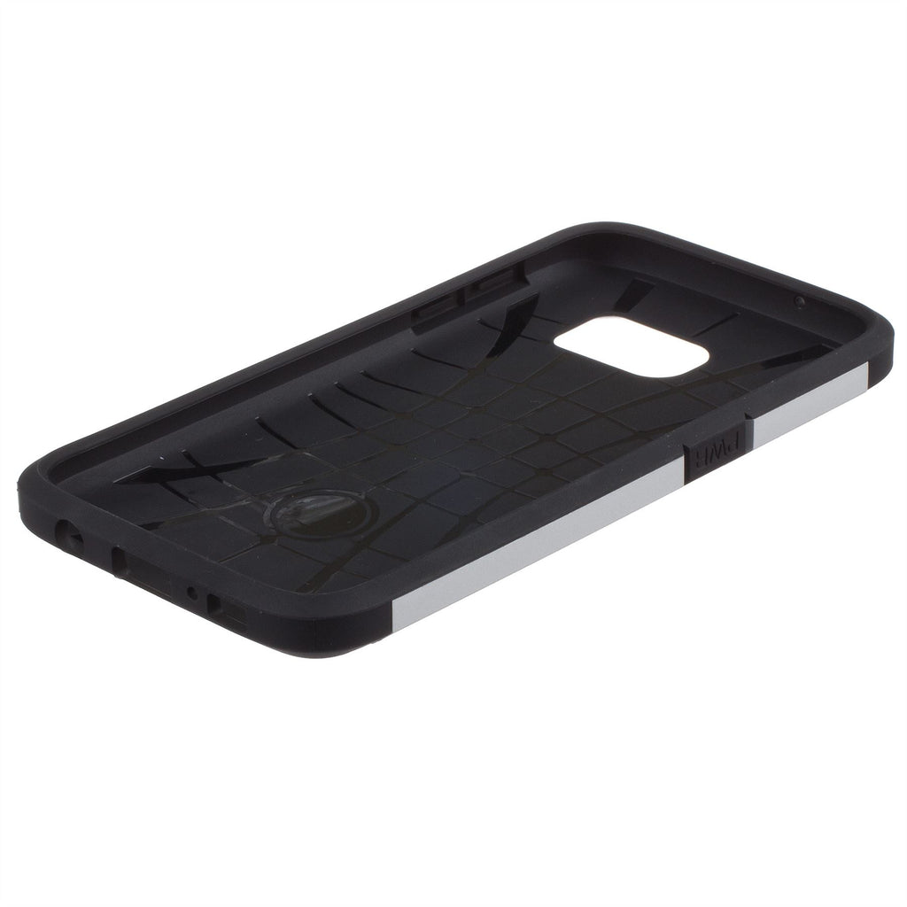 Lilware Angular Armor Hard Plastic Case for Samsung Galaxy S7. Rugged Dual Layer Protective Cover. Black / Silver Color