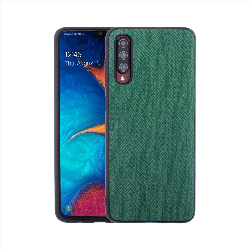 Lilware Canvas Z Handyhülle aus gummiertem Kunststoff mit Textur für Samsung Galaxy A70/A70S. Grün