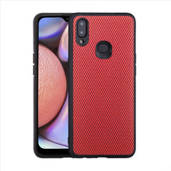 Lilware Canvas X Fabric Texture Plastic Phone Case for Samsung Galaxy A10S. Red