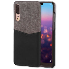 Lilware Card Wallet Plastic Phone Case Compatible with Huawei P20. Fabric Texture and PU Leather Protective Cover with ID / Credit Card Slot Holder. Black