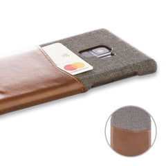 Lilware Card Wallet Kunststoff-Telefonhülle für Samsung Galaxy S9. Stofftextur und PU-Leder-Schutzhülle mit Ausweis-/Kreditkartenfach. Braun