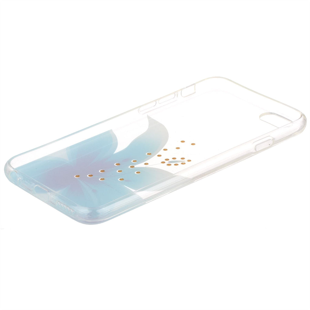 Xcessor Blue Flower Glossy Flexible TPU case for Apple iPhone 6 / 6S. Transparent / Blue