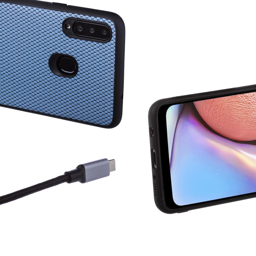 Lilware Canvas X Stofftextur Kunststoff-Telefonhülle für Samsung Galaxy A20S. Blau