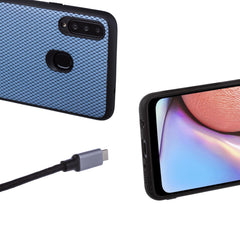 Lilware Canvas X Stofftextur Kunststoff-Telefonhülle für Samsung Galaxy A20S. Blau