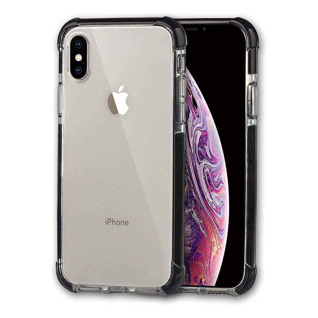 Xcessor Clear Hybrid TPU Phone Case for Apple iPhone X / iPhone XS. With Shock Absorbing Rubber Layer on the Edges and Reinforced Corners. Clear / Black