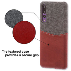 Lilware Card Wallet Kunststoff-Telefonhülle Kompatibel mit Huawei P20 Pro. Stofftextur und PU-Leder-Schutzhülle mit Ausweis-/Kreditkartenfach. Rot
