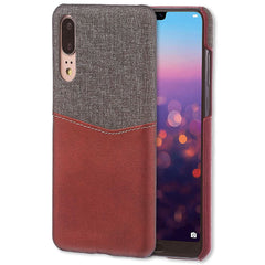 Lilware Card Wallet Plastic Phone Case Compatible with Huawei P20. Fabric Texture and PU Leather Protective Cover with ID / Credit Card Slot Holder. Red