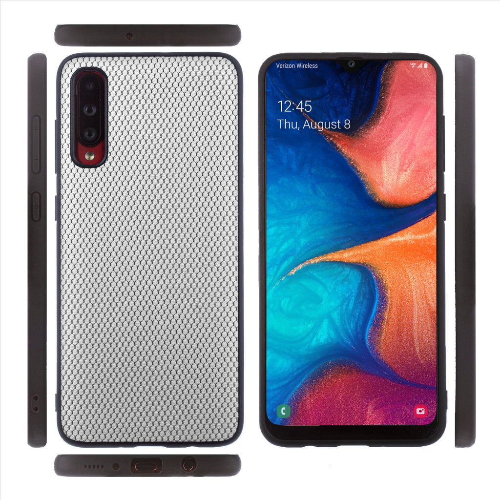 Lilware Canvas X Stofftextur Kunststoff-Telefonhülle für Samsung Galaxy A70/A70S. Hellgrau