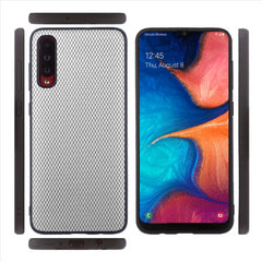 Lilware Canvas X Stofftextur Kunststoff-Telefonhülle für Samsung Galaxy A70/A70S. Hellgrau