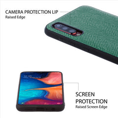 Lilware Canvas Z Handyhülle aus gummiertem Kunststoff mit Textur für Samsung Galaxy A70/A70S. Grün