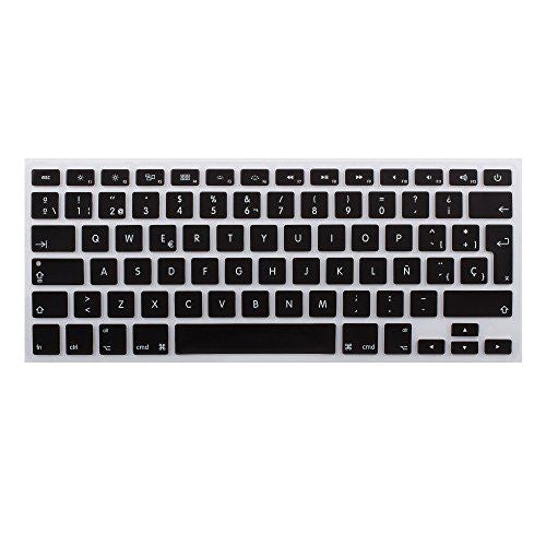 Lilware Set of 2 Silicone Keyboard covers for MacBook Pro 13 / 15 / 17 (Release 2015 year) QWERTY (Spanish layout) Black/Transparent