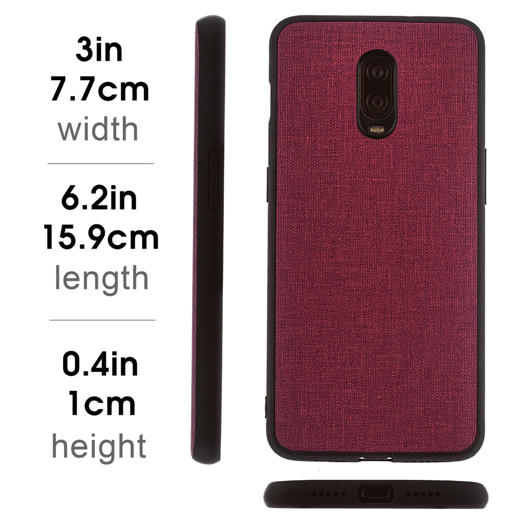 Lilware Canvas Rubberized Texture Plastic Phone Case for OnePlus 6T. Red