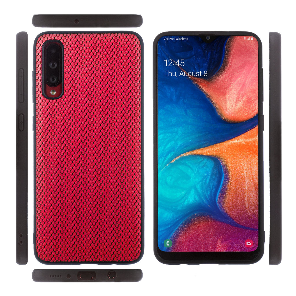 Lilware Canvas X Stofftextur Kunststoff-Telefonhülle für Samsung Galaxy A70/A70S. Rot
