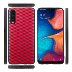 Lilware Canvas X Fabric Texture Plastic Phone Case for Samsung Galaxy A70/A70S. Red